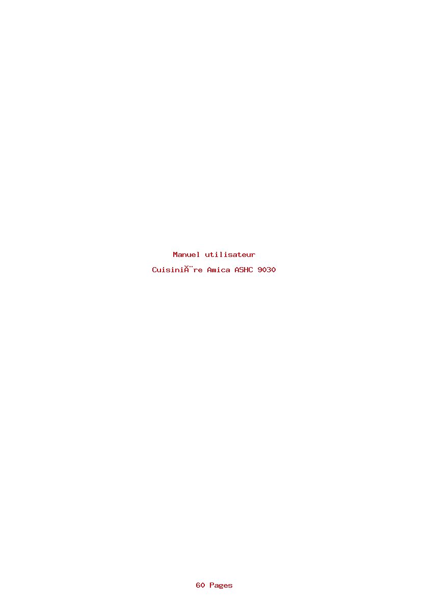 Page 1 de la notice Manuel utilisateur Amica ASHC 9030