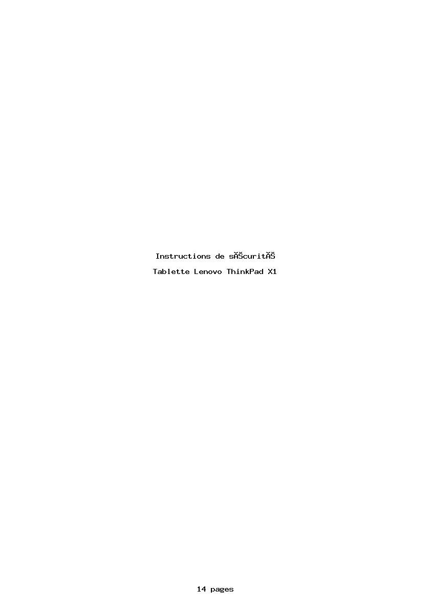 Page 1 de la notice Instructions de sécurité Lenovo ThinkPad X1