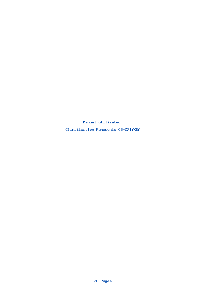 Page 1 de la notice Manuel utilisateur Panasonic CS-Z71YKEA