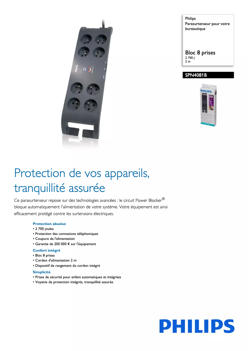 Página 1 del manual Ficha técnica Philips PN4081