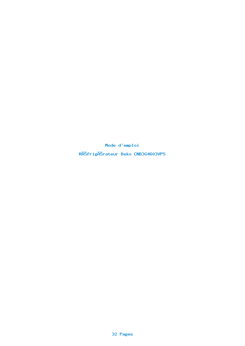 Page 1 de la notice Mode d'emploi Beko CNB3G4603VPS