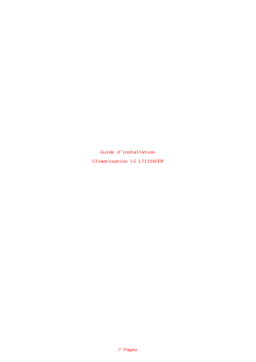 Page 1 de la notice Guide d'installation LG LT1216CER