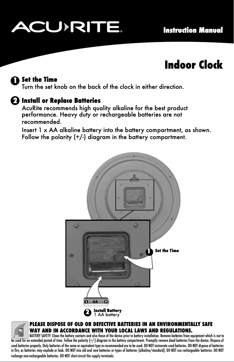 Page 1 de la notice Manuel utilisateur AcuRite 46077