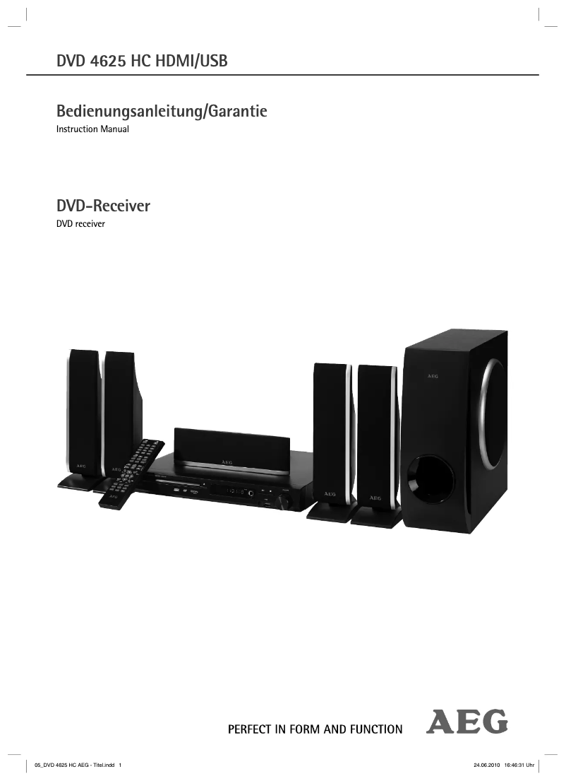 Página 1 del manual Manual de usuario AEG DVD 4625 HC