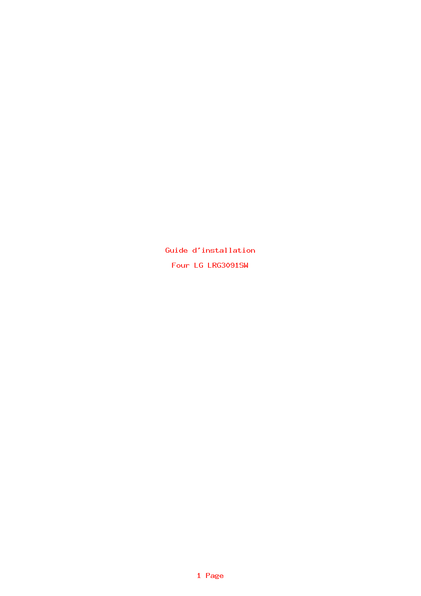 Page 1 de la notice Guide d'installation LG LRG3091SW