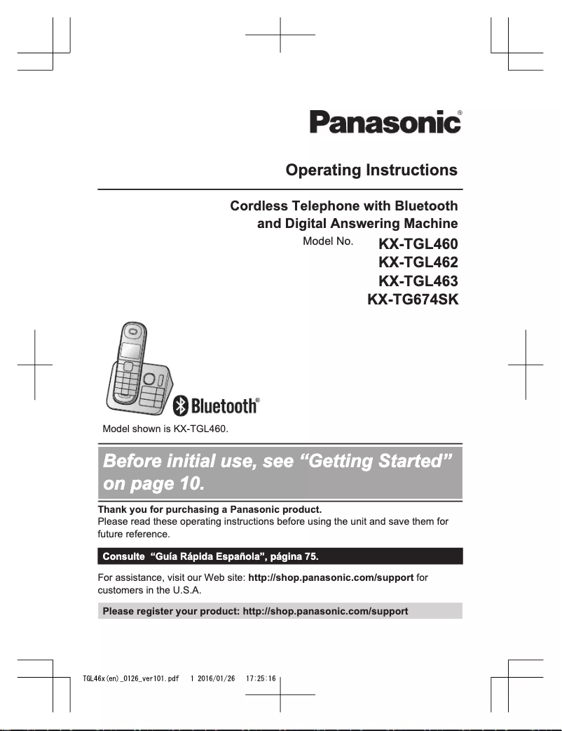 Page 1 de la notice Manuel utilisateur Panasonic KX-TG674SK