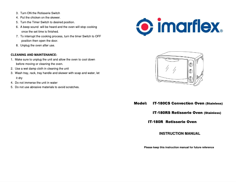 Page 1 de la notice Manuel utilisateur Imarflex IT-180R