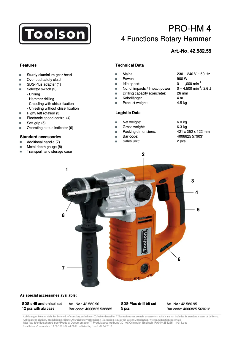 Page 1 de la notice Manuel utilisateur Toolson PRO-HM 4