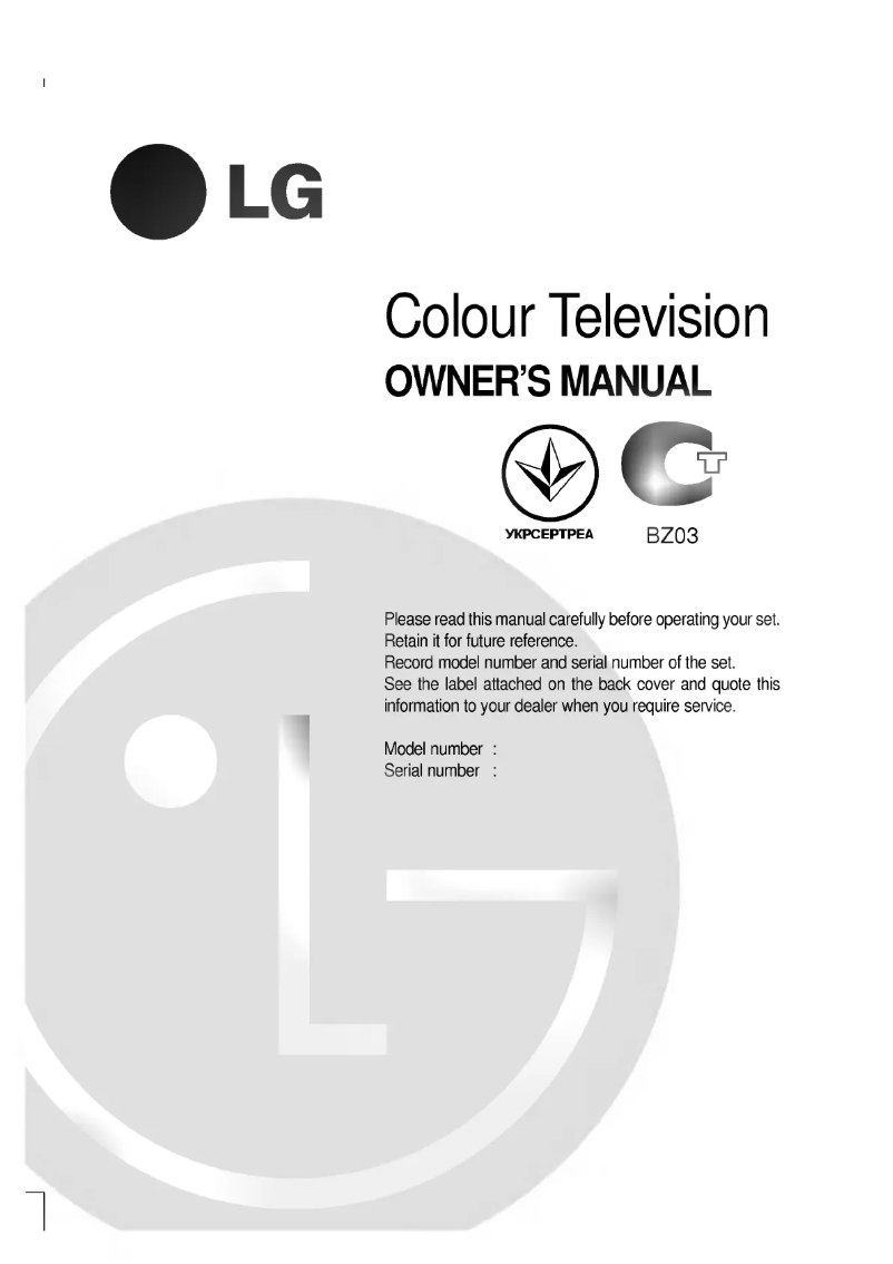 Page 1 de la notice Manuel utilisateur LG CT-29M60VE