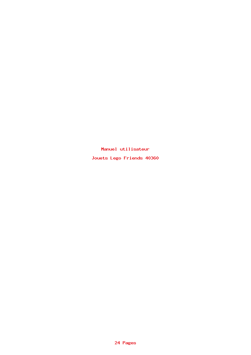 Page 1 de la notice Manuel utilisateur Lego Friends 40360