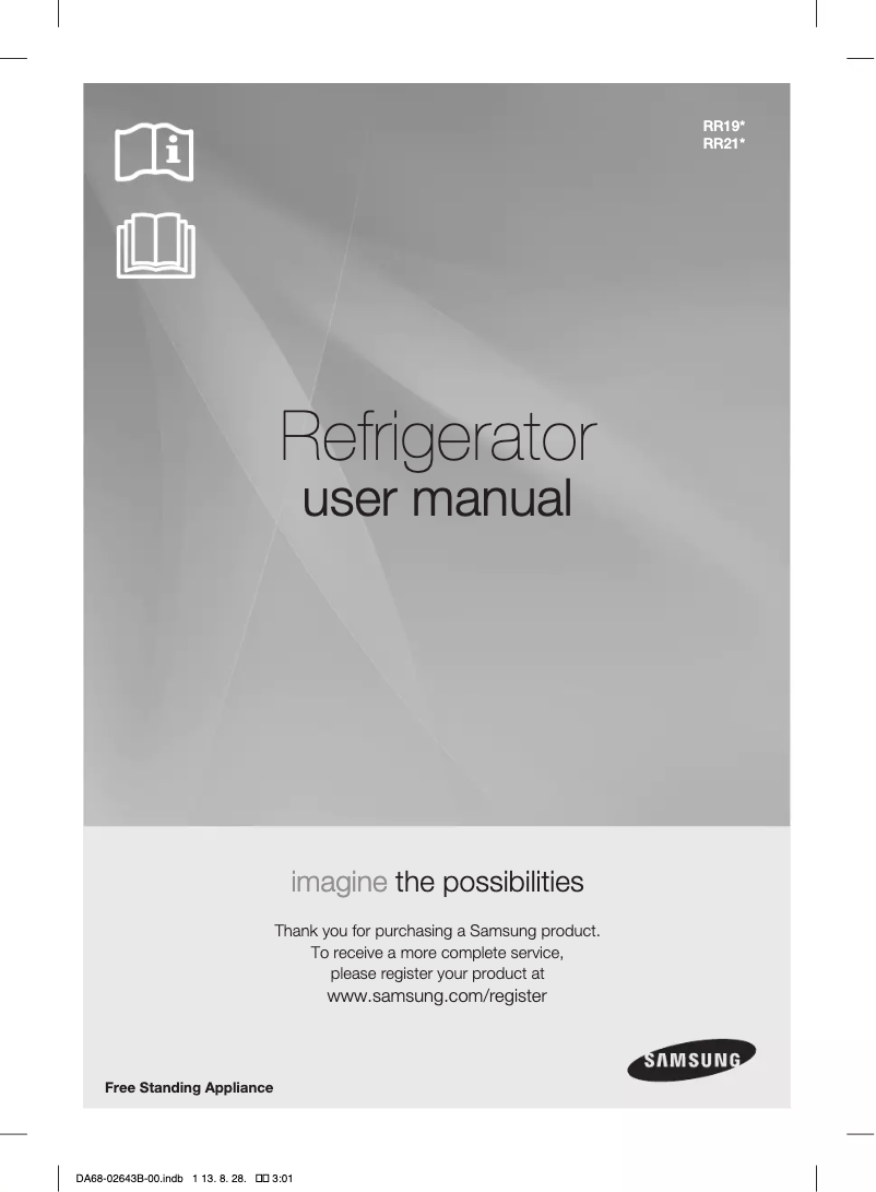 Page 1 de la notice Manuel utilisateur Samsung RR21H1346RH