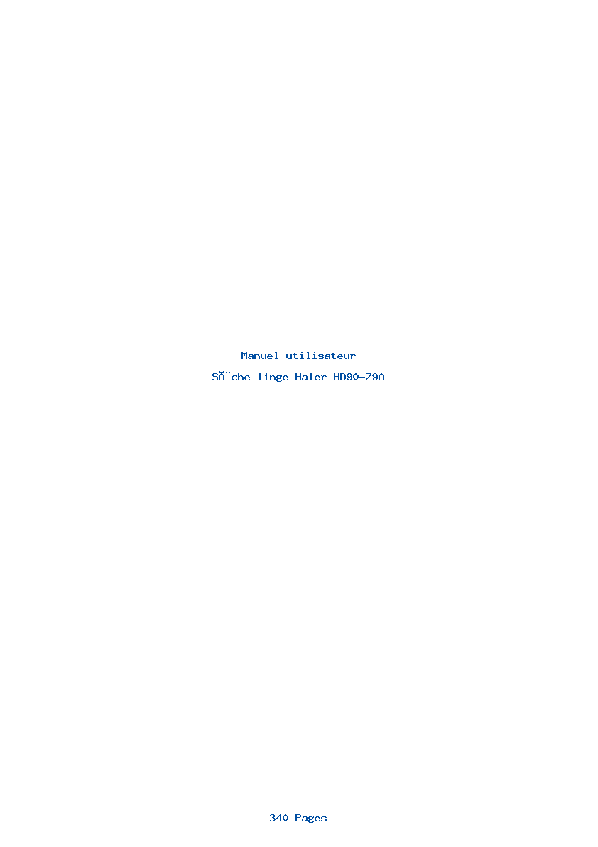 Page 1 de la notice Manuel utilisateur Haier HD90-79A