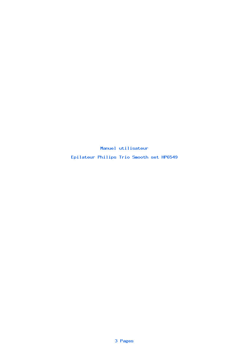 Page 1 de la notice Manuel utilisateur Philips Trio Smooth set HP6549