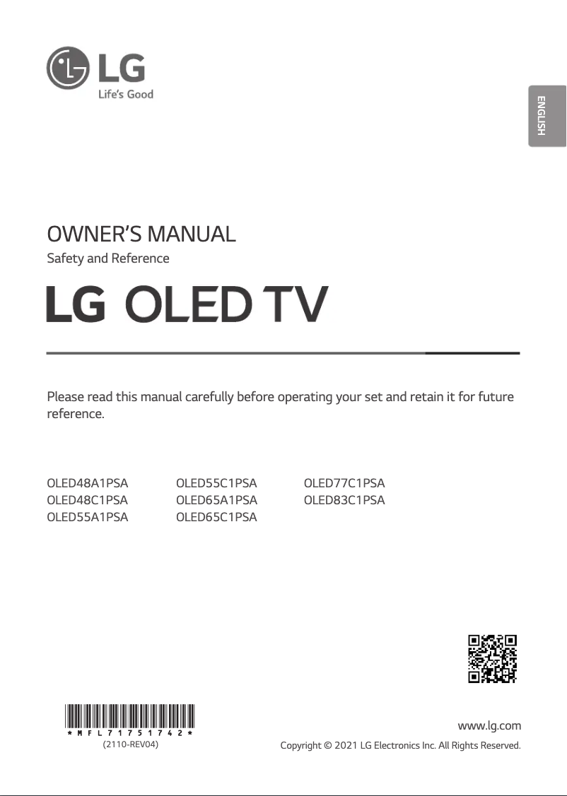 Page 1 de la notice Manuel utilisateur LG OLED83C1PSA
