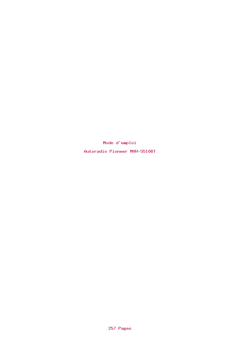 Page 1 de la notice Mode d'emploi Pioneer MVH-S510BT
