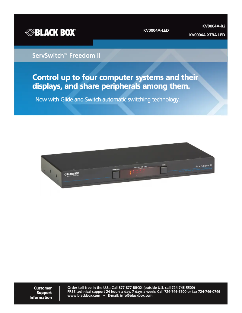 Page 1 de la notice Manuel utilisateur Black Box ServSwitch Freedom II