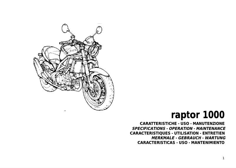 Página 1 del manual Manual de usuario Cagiva Raptor 1000 (2003)