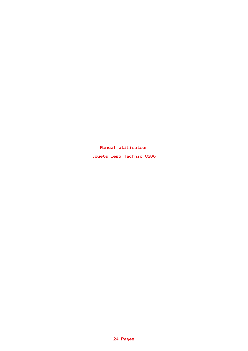 Page 1 de la notice Manuel utilisateur Lego Technic 8260