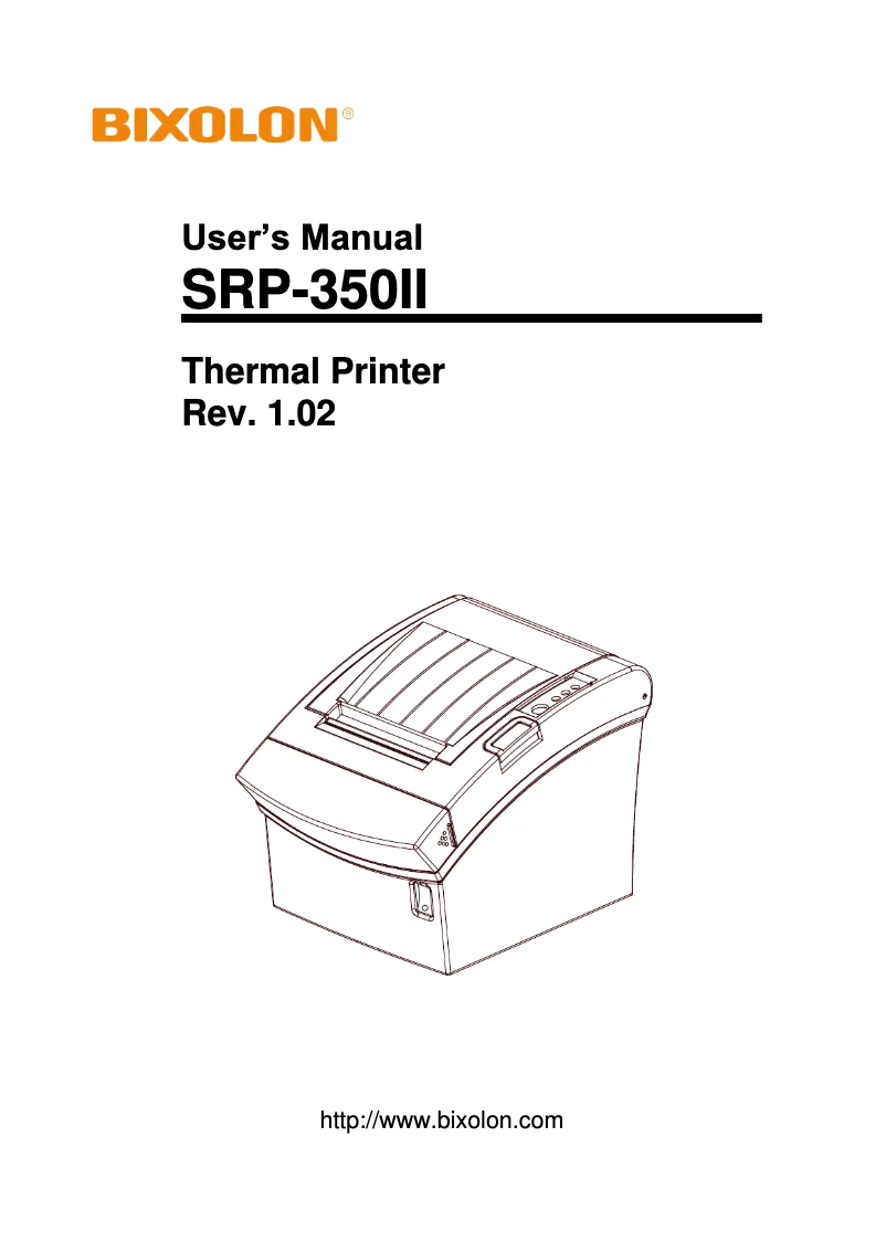 Page 1 of the manual User Manual Bixolon SRP-350I