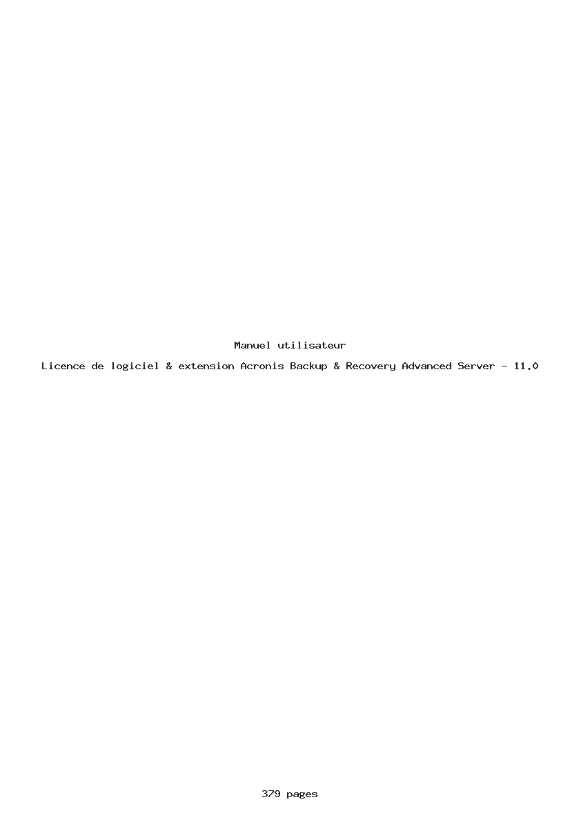 Image de la première page du manuel de l'appareil Backup & Recovery Advanced Server - 11.0