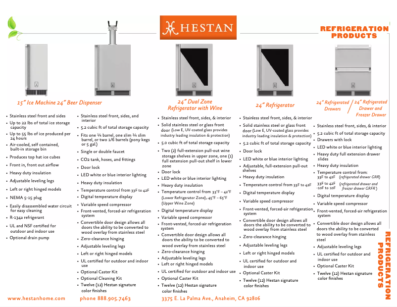 Page 1 de la notice Fiche technique Hestan GFDSR241