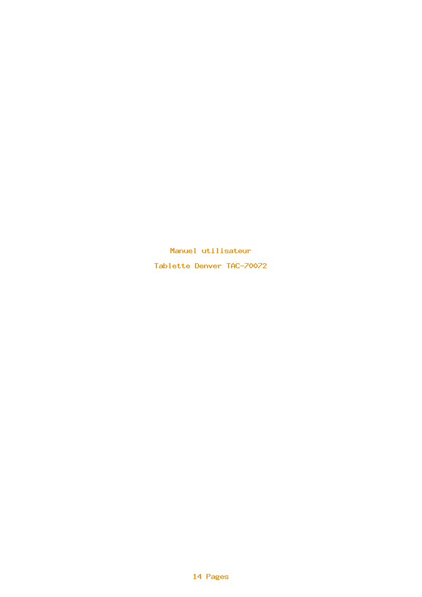 Page 1 de la notice Manuel utilisateur Denver TAC-70072