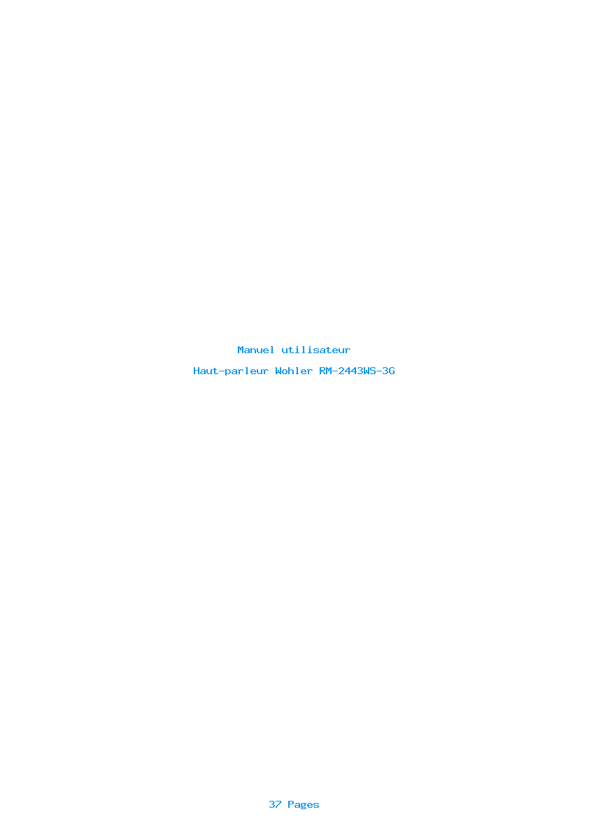 Page 1 de la notice Manuel utilisateur Wohler RM-2443WS-3G