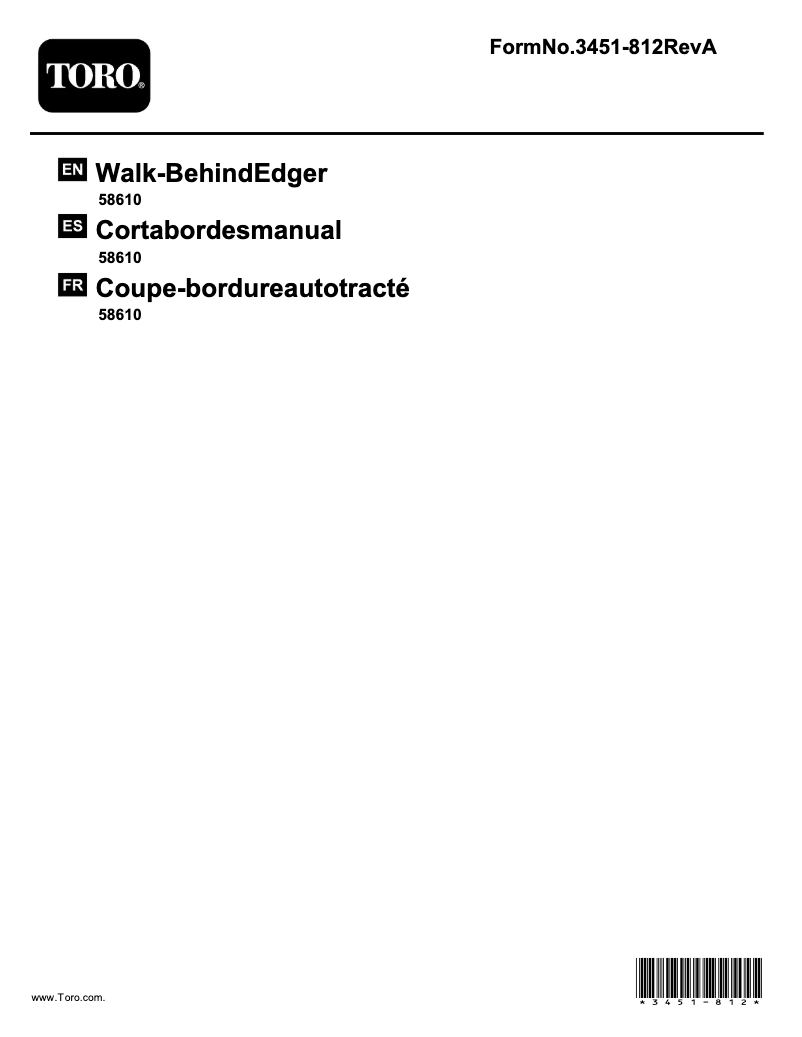 Page 1 de la notice Manuel utilisateur Toro 58610