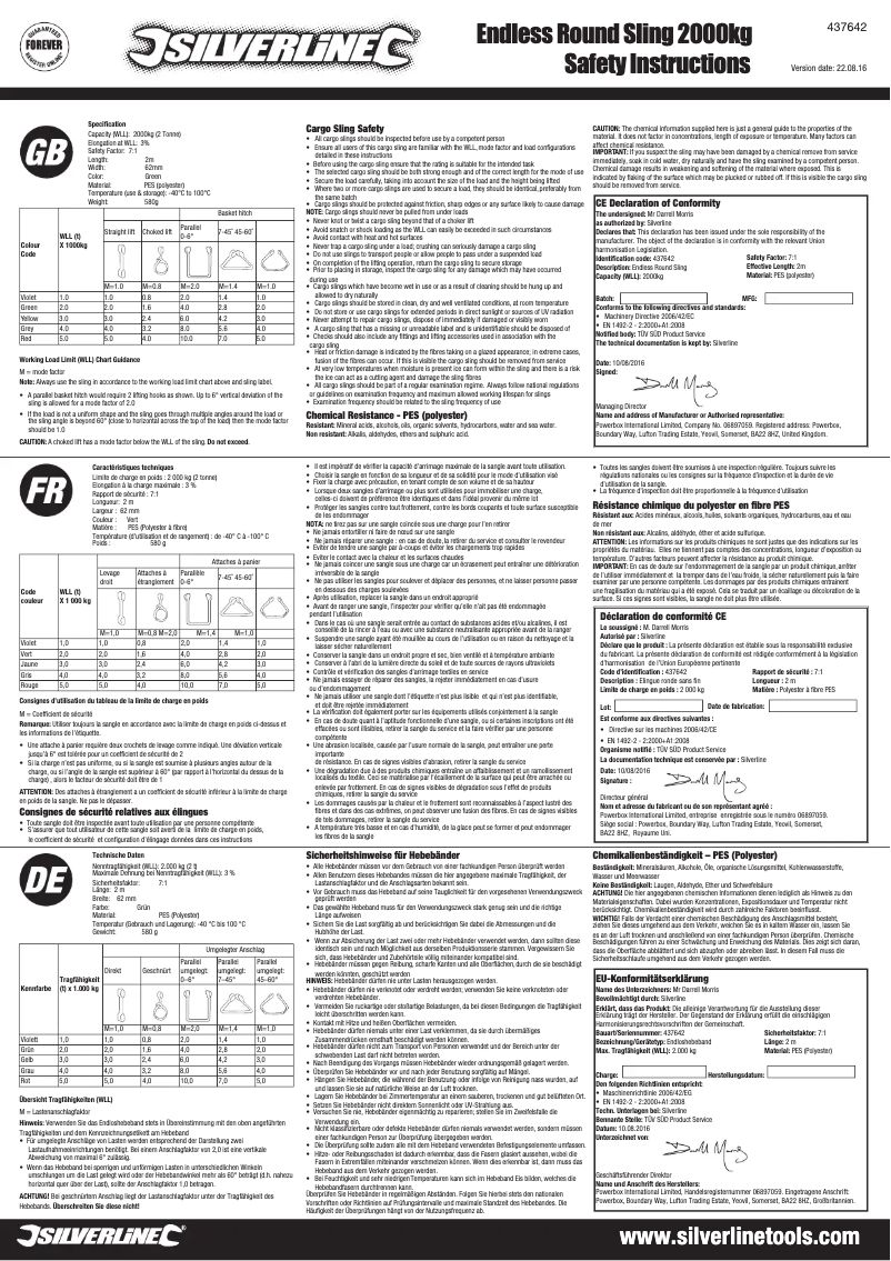 Page 1 de la notice Manuel utilisateur Silverline 437642