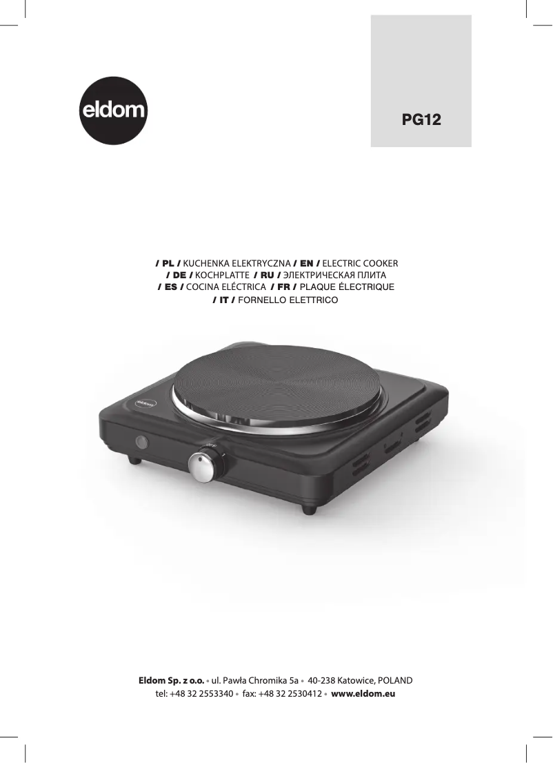 Page 1 of the manual User Manual Eldom MASTER SOLO PG12