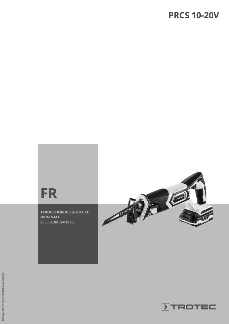 Page 1 de la notice Manuel utilisateur Trotec PRCS 10-20V