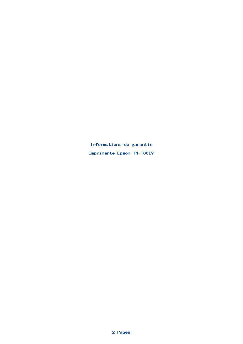 Page 1 de la notice Informations de garantie Epson TM-T88IV