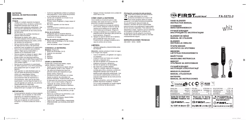 Page 1 de la notice Manuel utilisateur First Austria FA-5272-2