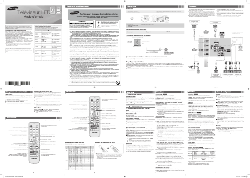 Page 1 de la notice Manuel utilisateur Samsung UA24H4003AR