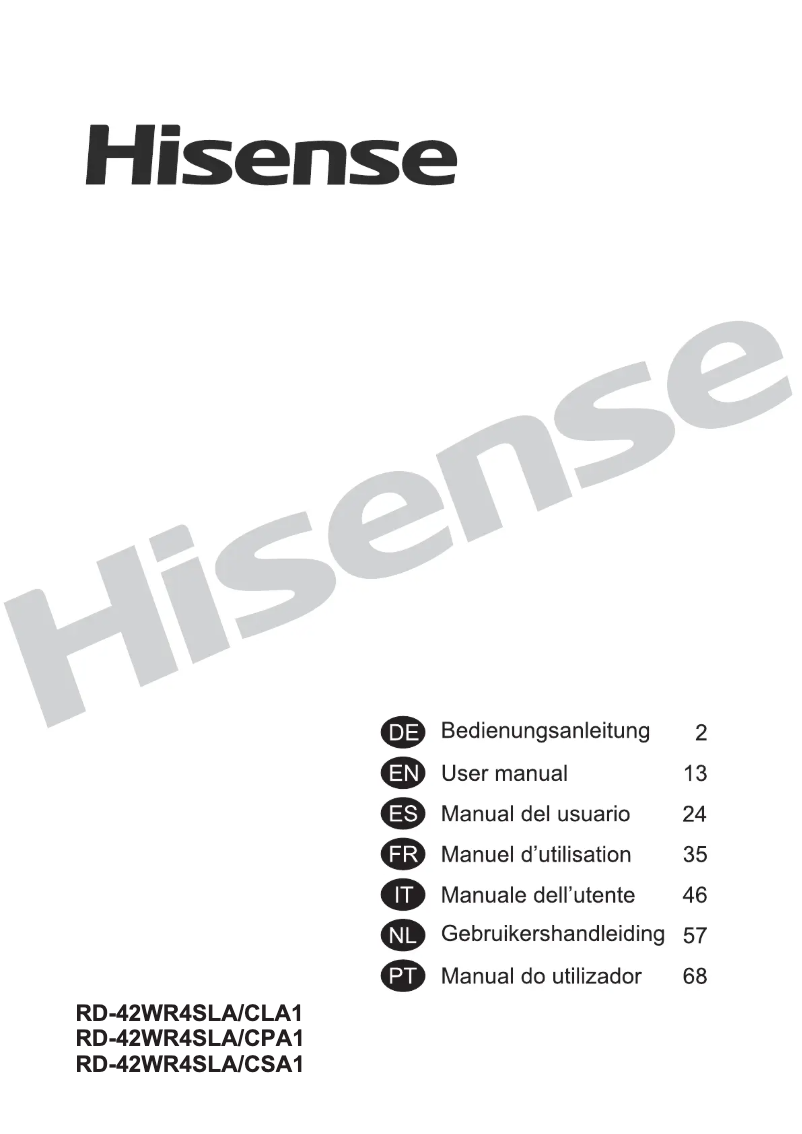 Page 1 de la notice Manuel utilisateur Hisense RD-42WR4SLA/CLA1