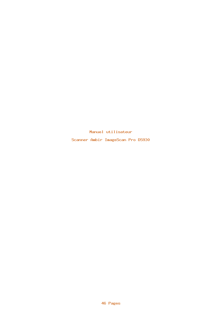 Page 1 de la notice Manuel utilisateur Ambir ImageScan Pro DS930