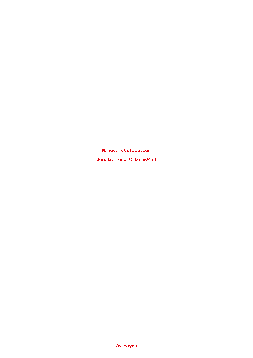 Page 1 de la notice Manuel utilisateur Lego City 60433