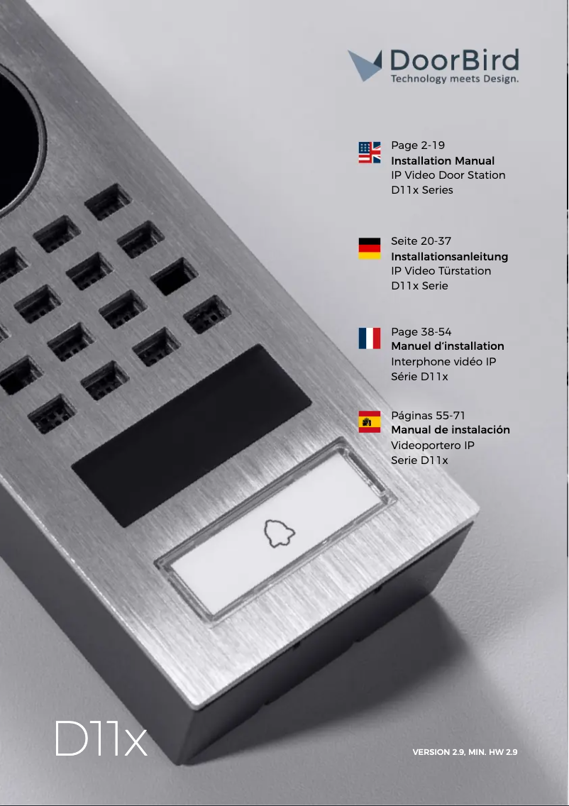 Page 1 of the manual User Manual DoorBird D1100E