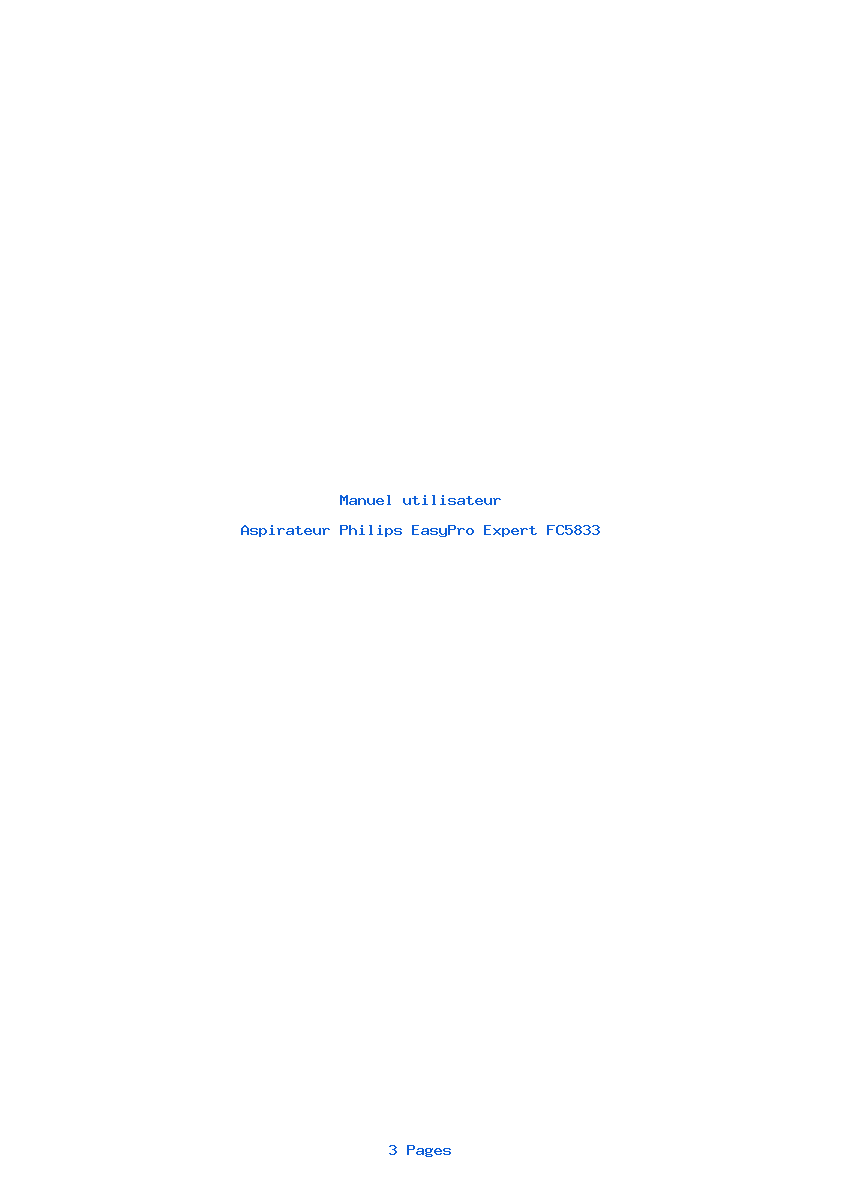 Page 1 de la notice Manuel utilisateur Philips EasyPro Expert FC5833