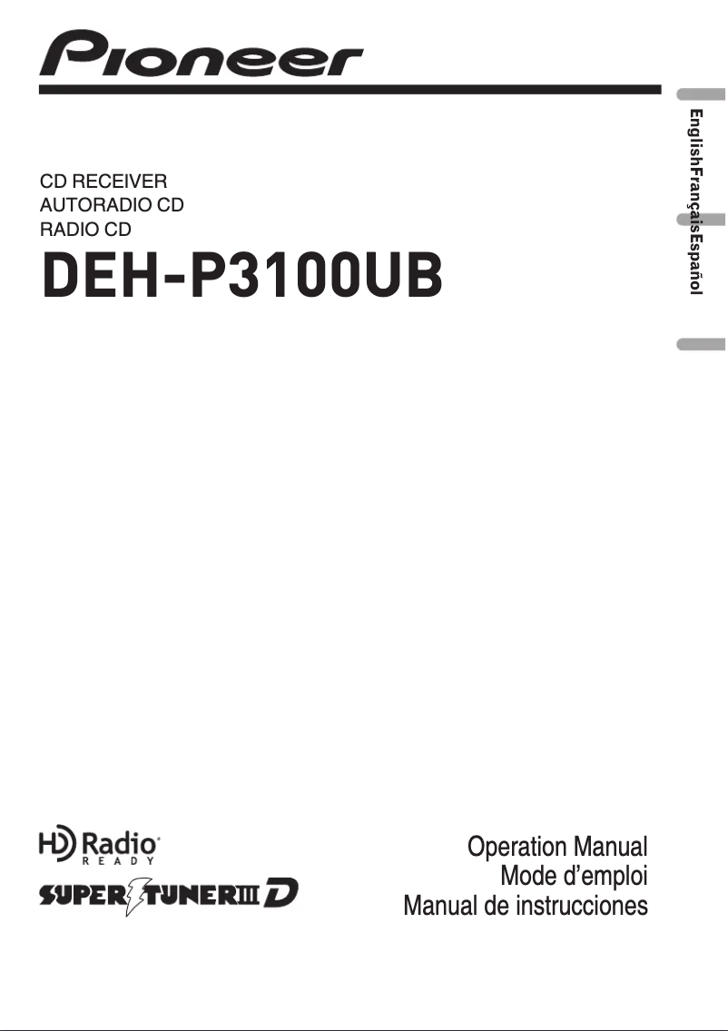 Page 1 de la notice Manuel utilisateur Pioneer DEH-3100