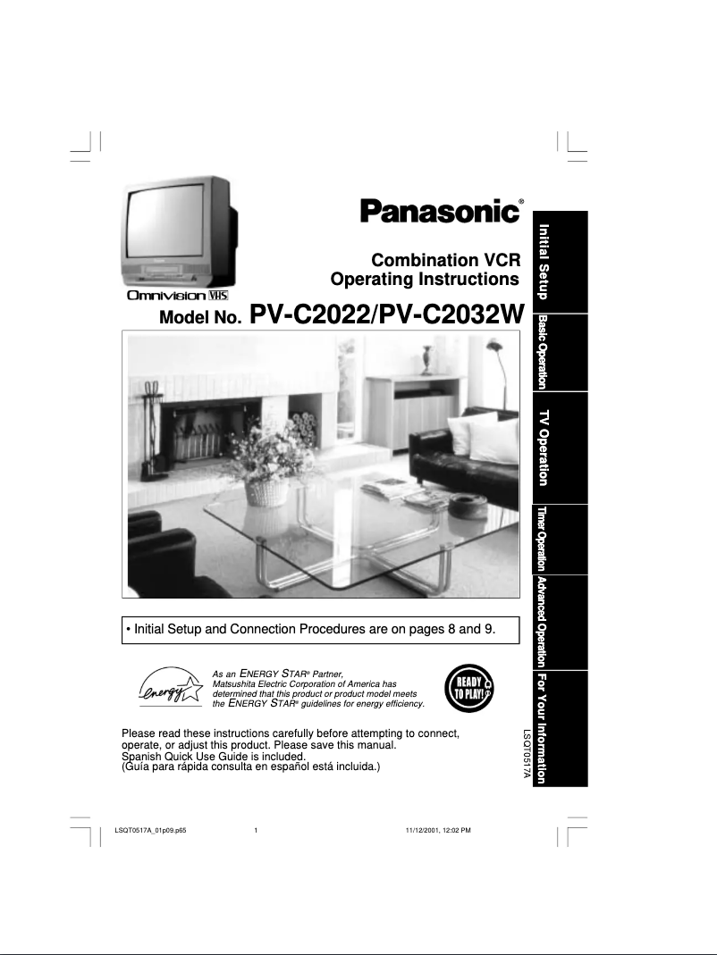 Page 1 de la notice Manuel utilisateur Panasonic PV-C2032