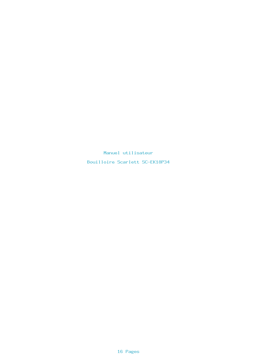 Page 1 de la notice Manuel utilisateur Scarlett SC-EK18P34