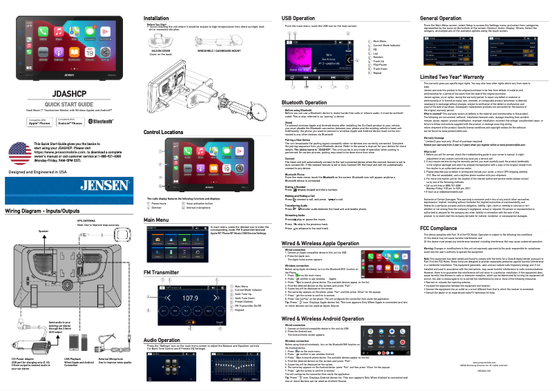 Page 1 de la notice Manuel utilisateur Jensen JDASHCP
