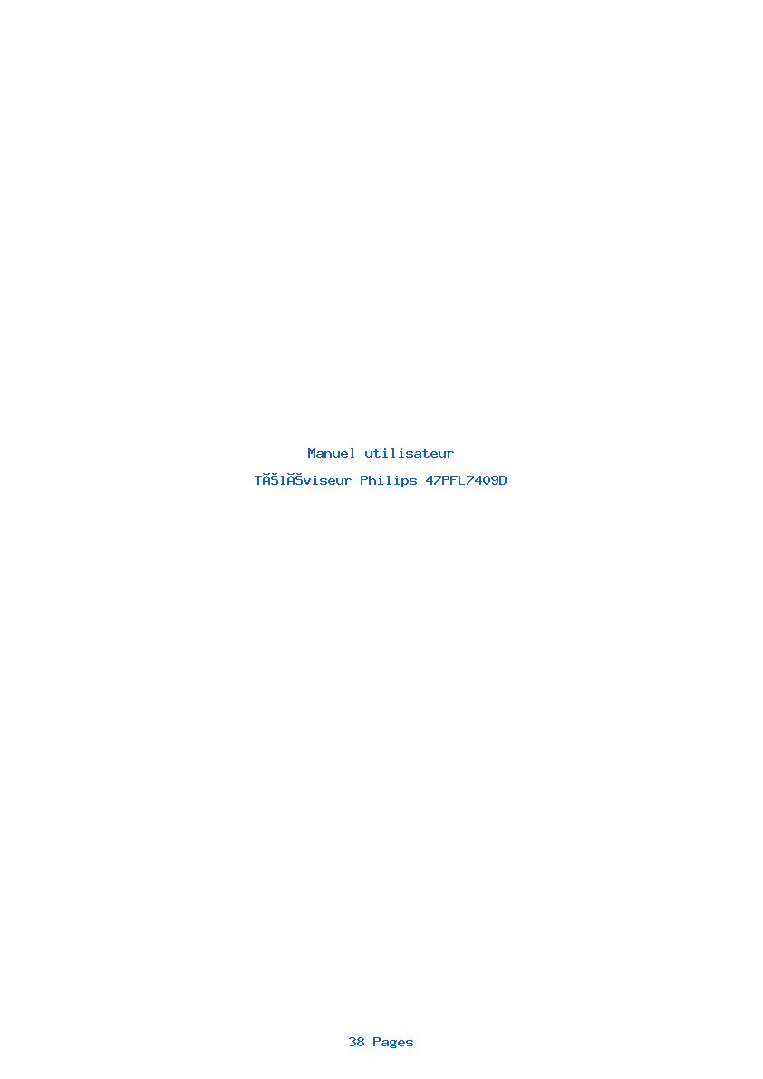 Page 1 de la notice Manuel utilisateur Philips 47PFL7409D