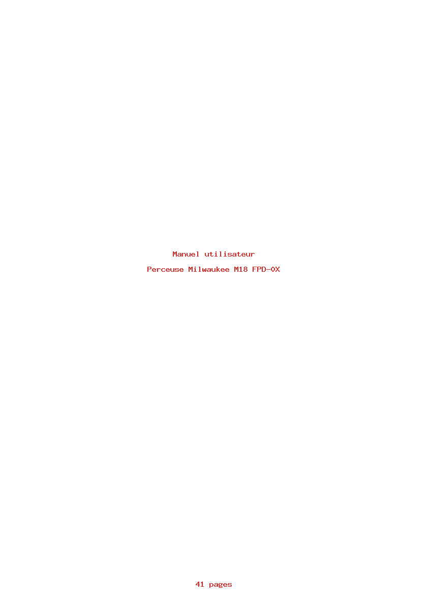 Page 1 de la notice Manuel utilisateur Milwaukee M18 FPD-0X