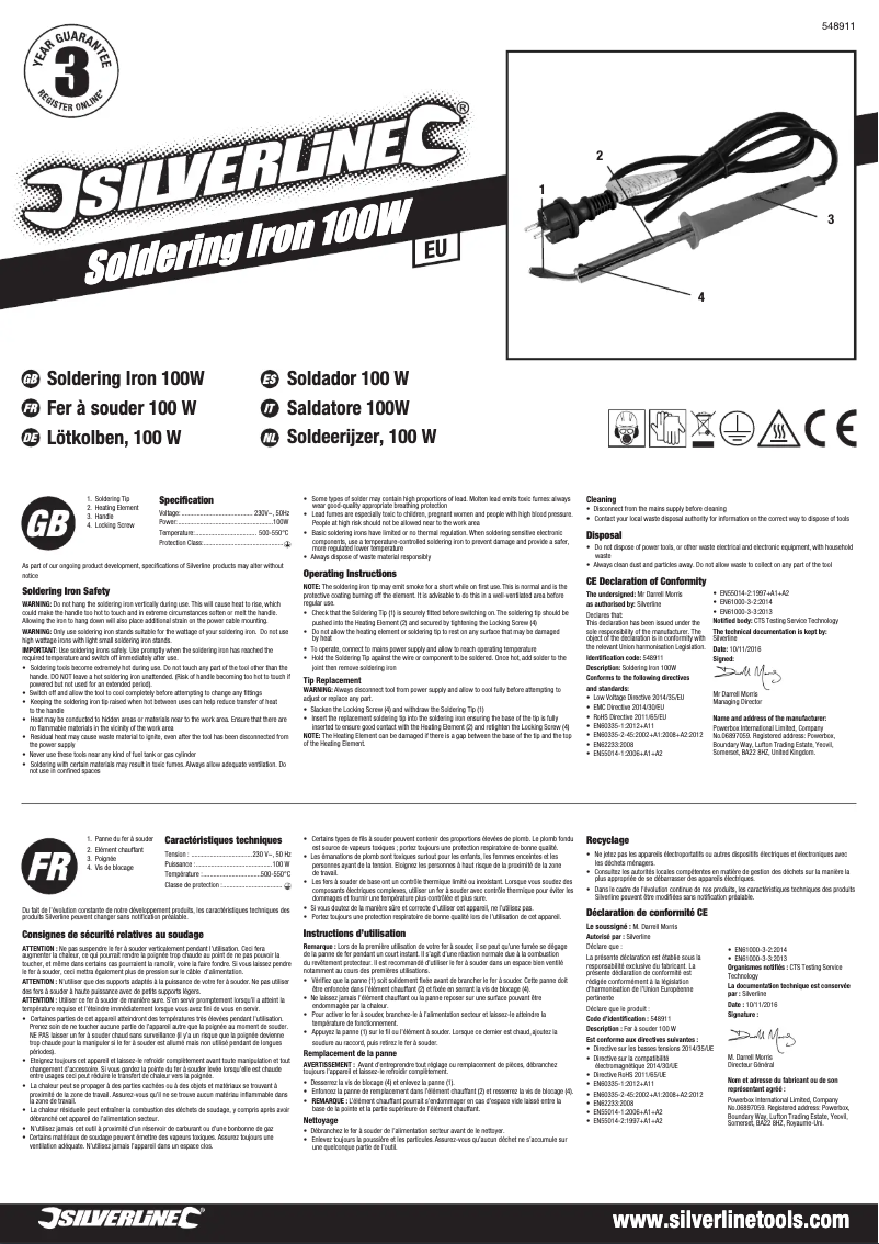 Page 1 de la notice Manuel utilisateur Silverline 548911