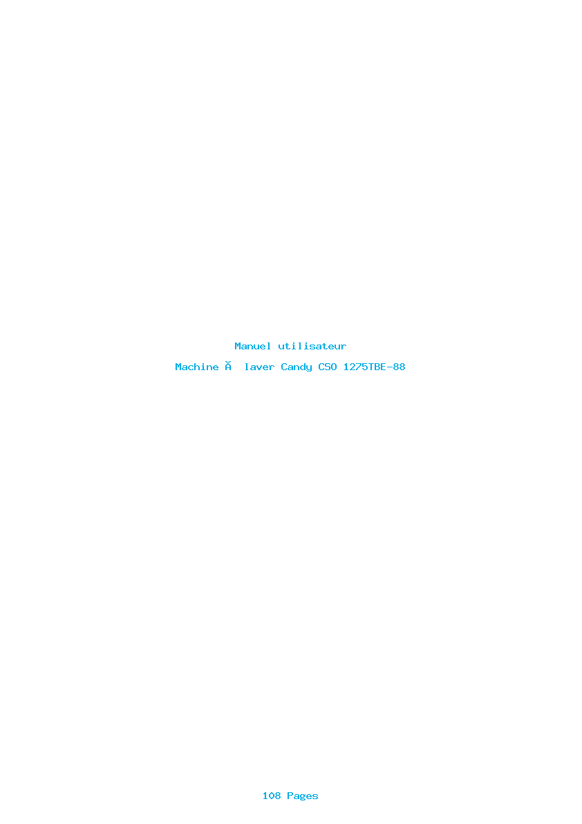 Page 1 de la notice Manuel utilisateur Candy CSO 1275TBE-88