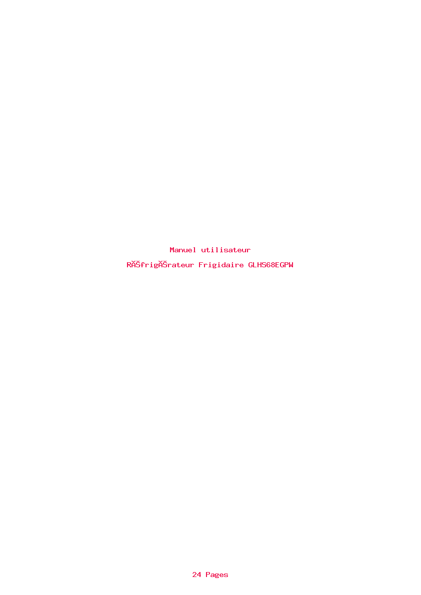 Page 1 de la notice Manuel utilisateur Frigidaire GLHS68EGPW