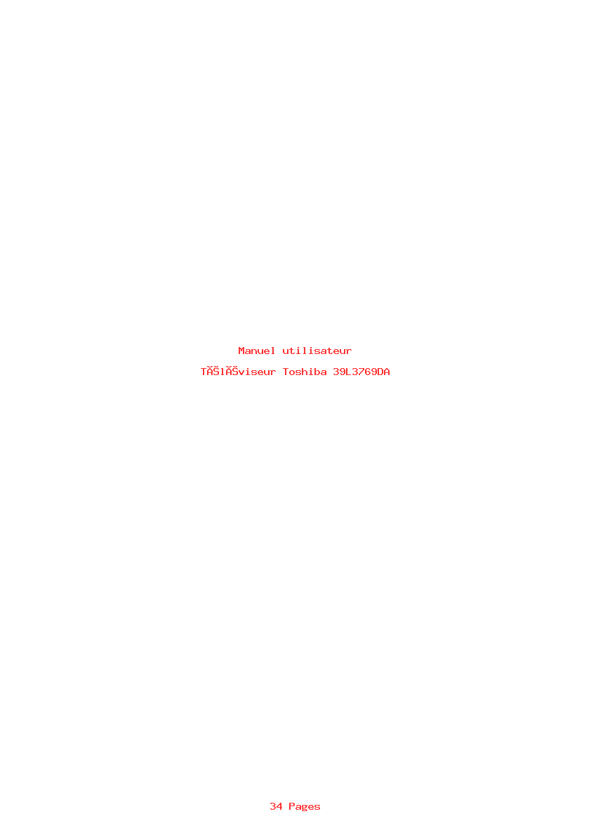 Page 1 de la notice Manuel utilisateur Toshiba 39L3769DA