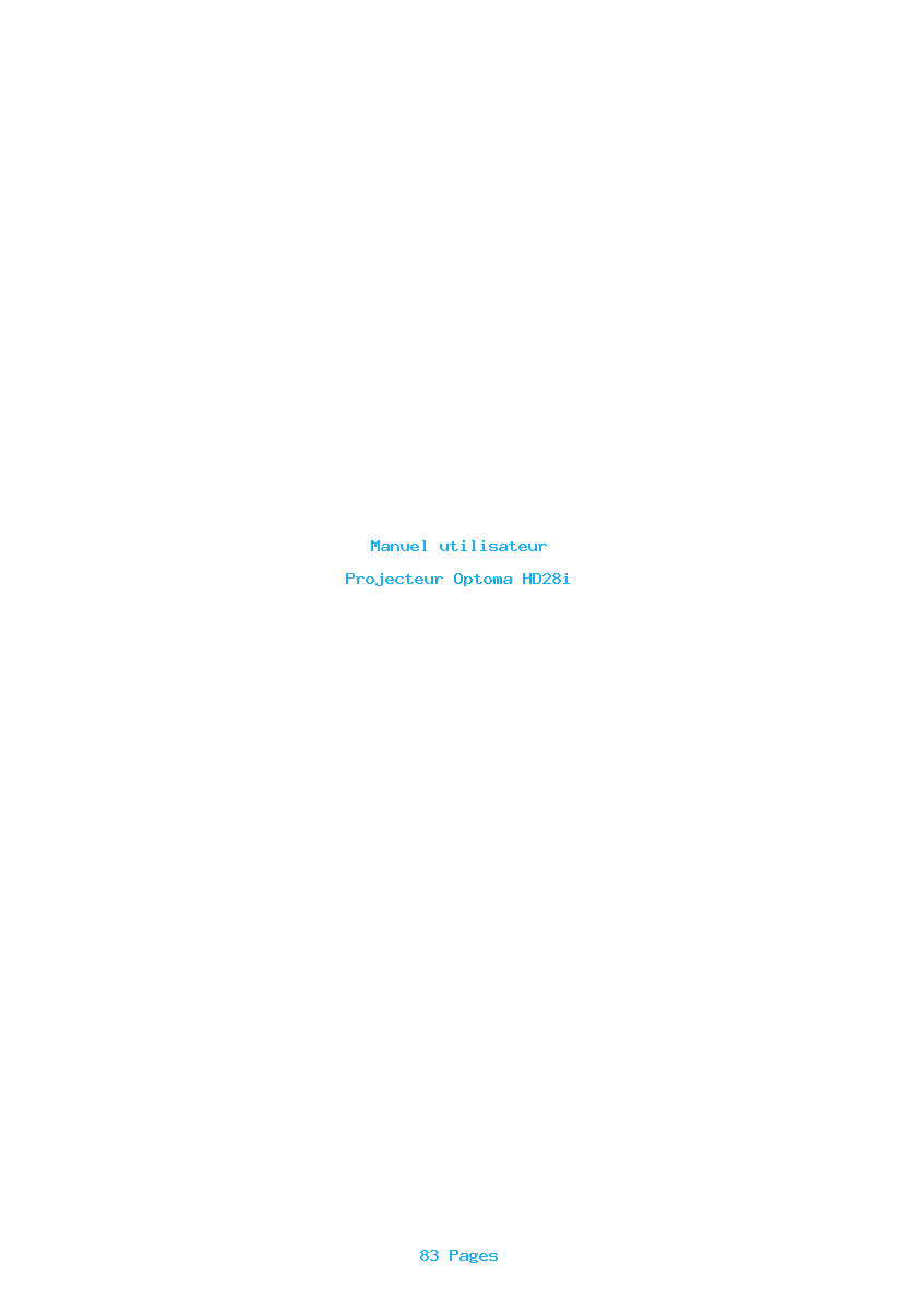 Page 1 de la notice Manuel utilisateur Optoma HD28i